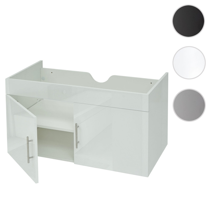 Meuble sous-lavabo meuble sous-lavabo Meuble de salle de bain, brillant 90cm - blanc