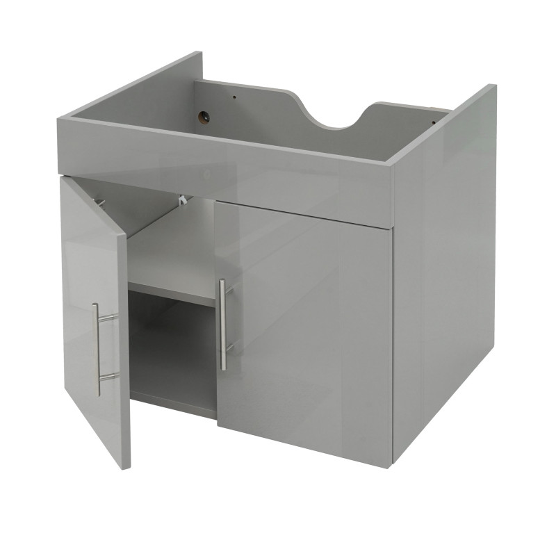 Meuble sous-lavabo meuble sous-lavabo meuble de salle de bain, brillant 60cm - gris