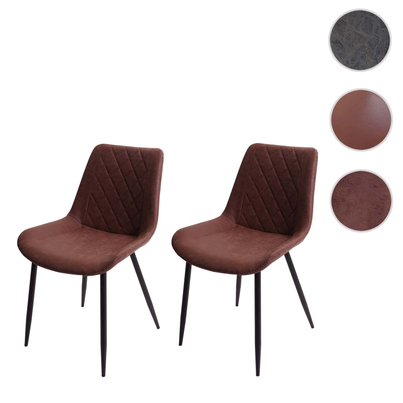 2x chaise de salle à manger , vintage - tissu/textile imitation daim marron
