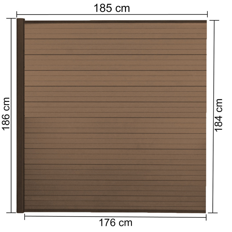 Pare-vue WPC Sarthe, clôture coupe-vent, poteaux alu - set de 2, 3,75m teck