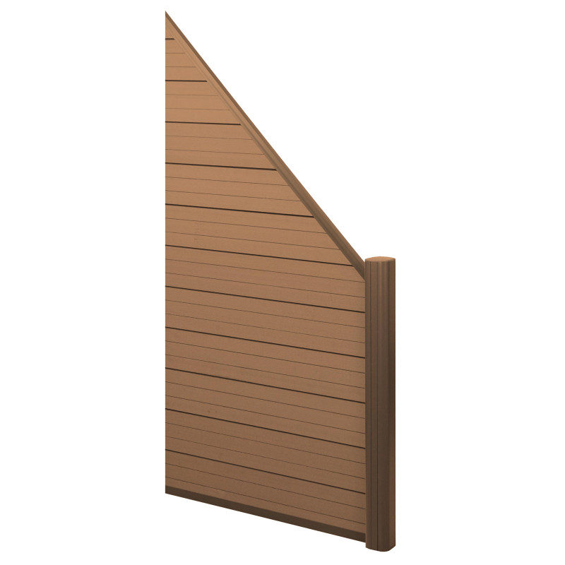 Pare-vue en WPC Sarthe, clôture coupe-vent - élément d'extension oblique à droite, 0,95m teck