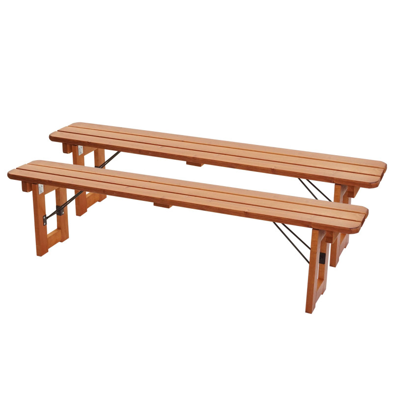 2x Banc banc pour ensemble de table à bière banc de jardin, pliable bois laqué, 180cm