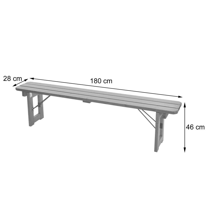 2x Banc banc pour ensemble de table à bière banc de jardin, pliable bois laqué, 180cm