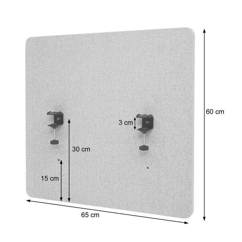 Séparation acoustique de bureau écran d'intimité pour bureau tissu/textile - 65x60cm brun