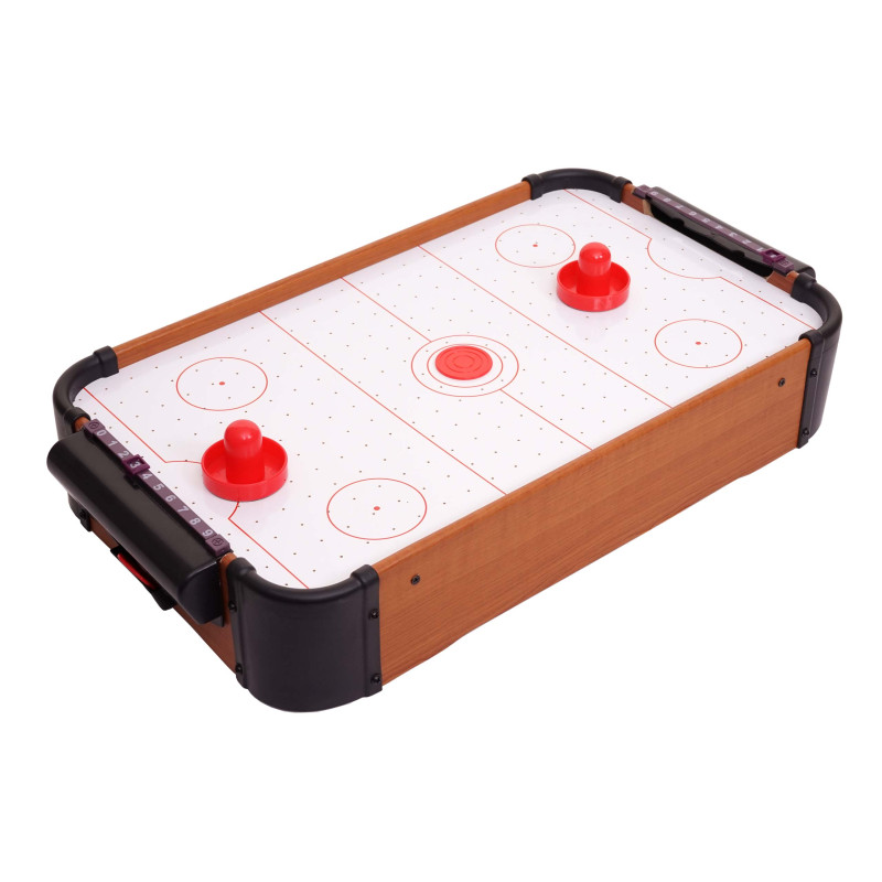 Mini Air Hockey jeu de table air hockey avec accessoires, bois 56x30x10cm