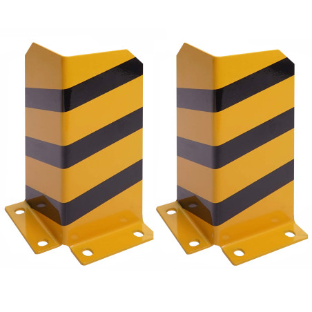 2x Protection contre les chocs protection d'angle, avec boulon d'ancrage 40x18cm jaune-noir