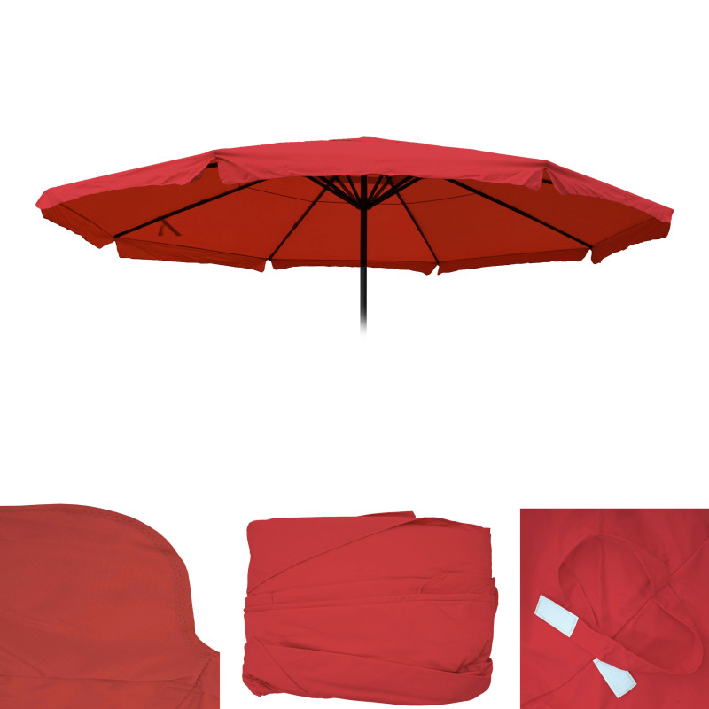 Toile pour parasol Meran Pro, parasol de marché gastronomique avec volant Ø 5m, polyester - bordeaux