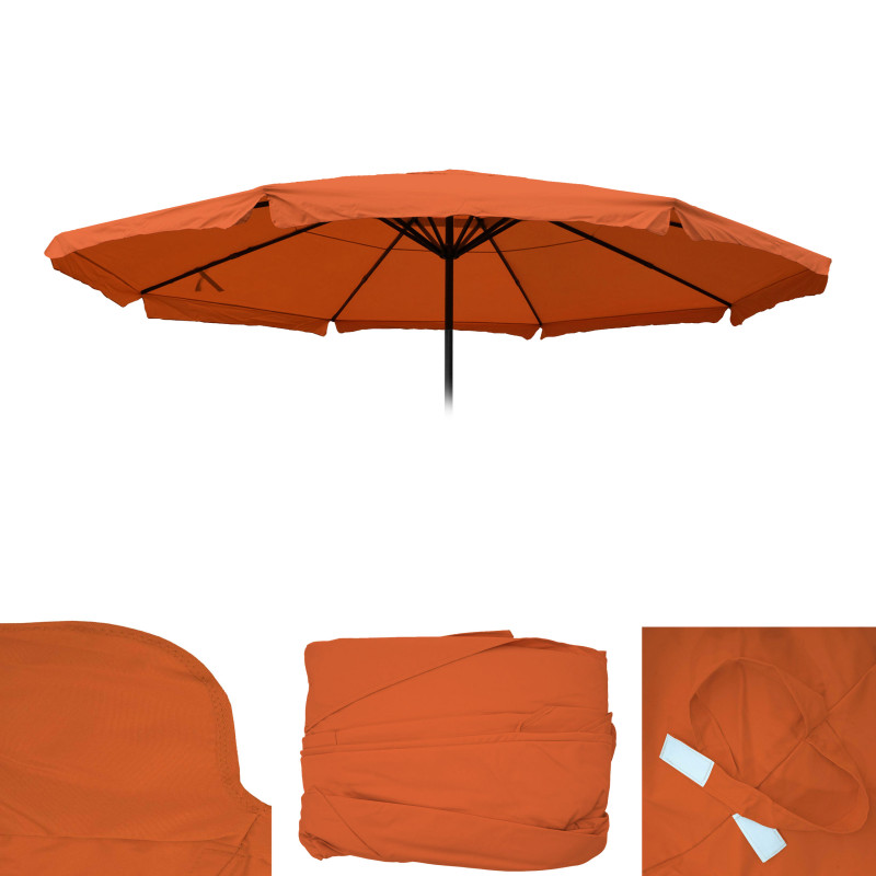 Toile pour parasol Meran Pro, parasol de marché gastronomique avec volant Ø 5m, polyester - terre cuite