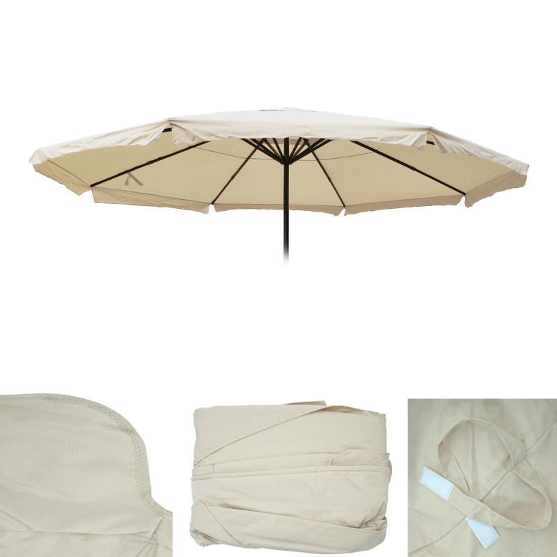 Toile pour parasol Meran Pro, parasol de marché gastronomique avec volant Ø 5m, polyester - crème