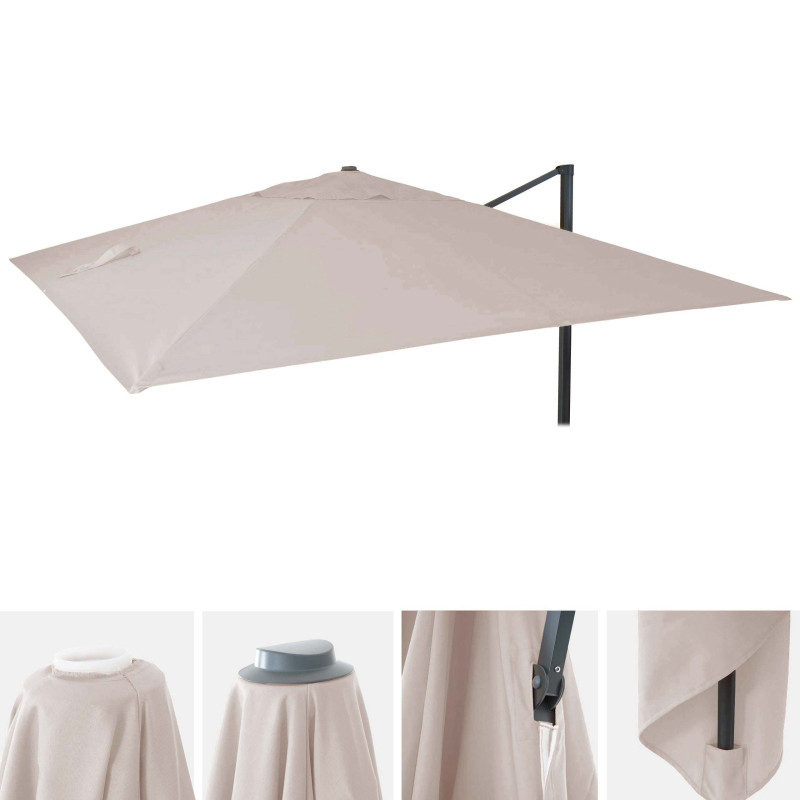 Toile pour parasol de luxe 3,5x3,5m (Ø4,95m) polyester 4kg - crème-gris