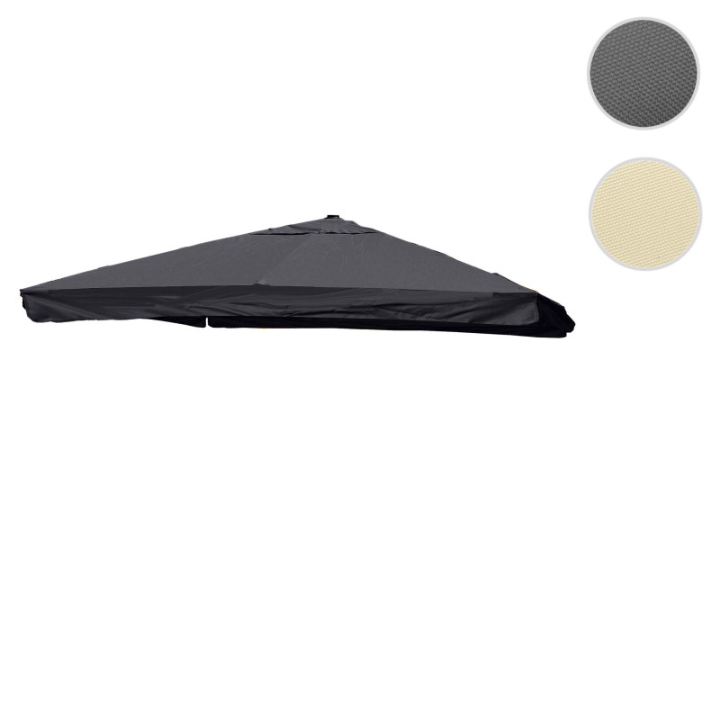 Toile pour parasol de luxe avec rabat 3x4m (Ø5m) polyester 4kg - gris crème