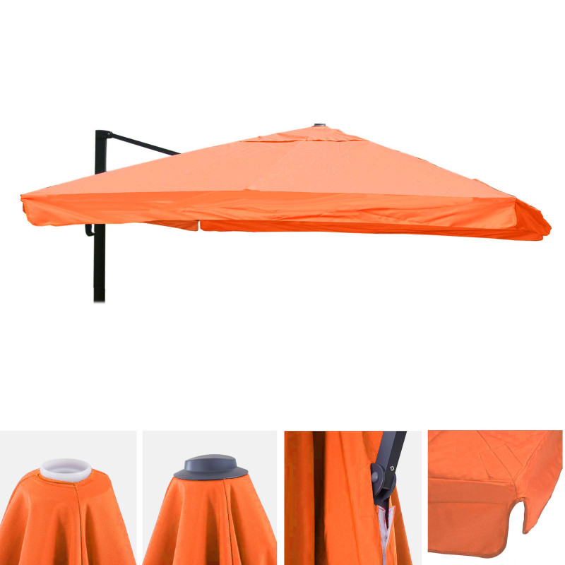 Toile pour parasol de luxe avec rabat 3x4m Ø5m polyester 4kg terracotta