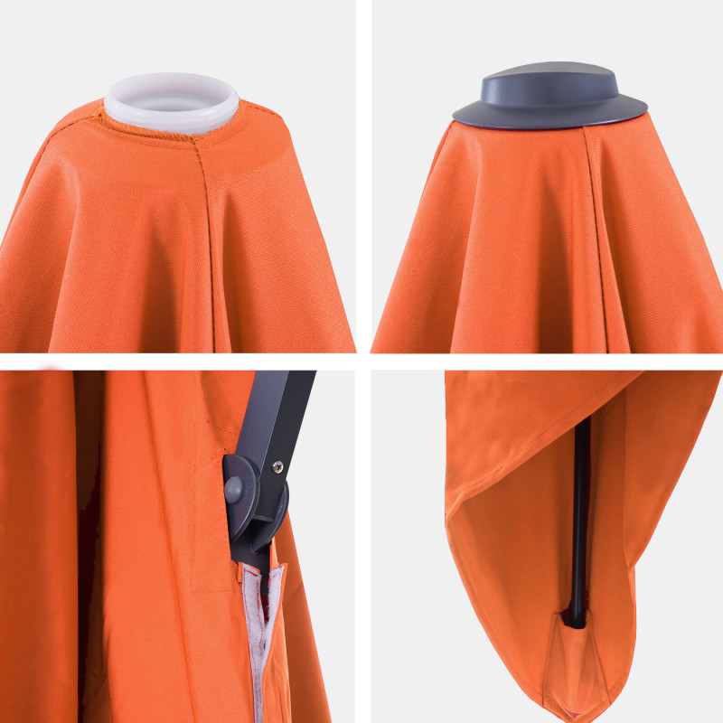 Toile pour parasol de luxe avec rabat 3,5x3,5m Ø4,95m polyester 4kg terrecuite