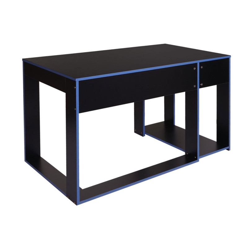Bureau bureau informatique table de bureau, 120x60x76cm - noir-bleu