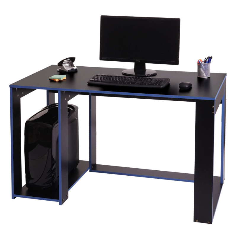 Bureau bureau informatique table de bureau, 120x60x76cm - noir-bleu