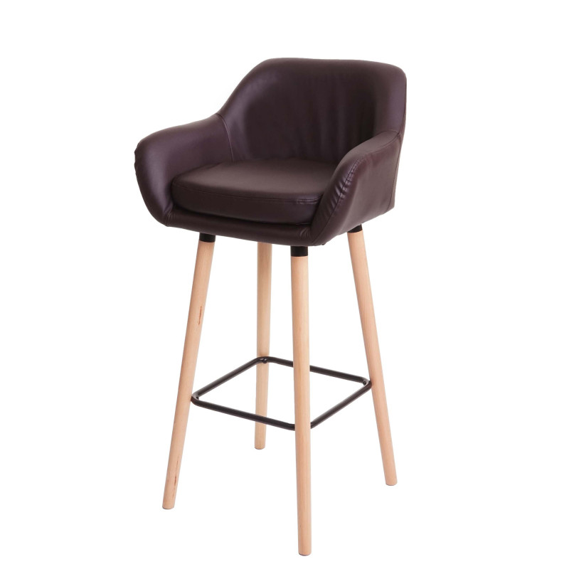 2x Tabouret de bar Malmö T381, chaise de bar tabouret de comptoir - simili cuir, marron