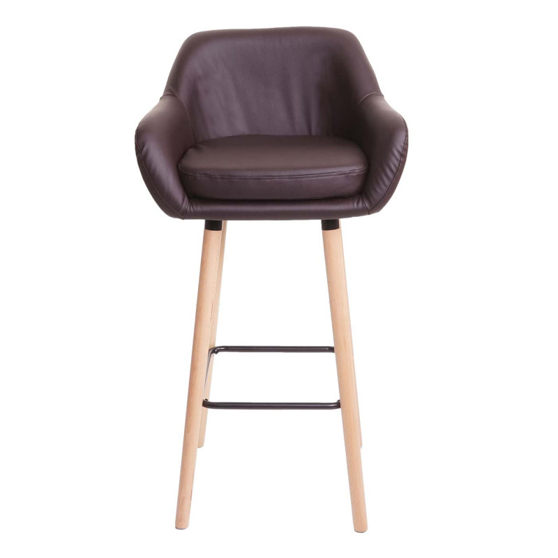 2x Tabouret de bar Malmö T381, chaise de bar tabouret de comptoir - simili cuir, marron