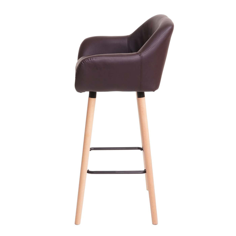 2x Tabouret de bar Malmö T381, chaise de bar tabouret de comptoir - simili cuir, marron