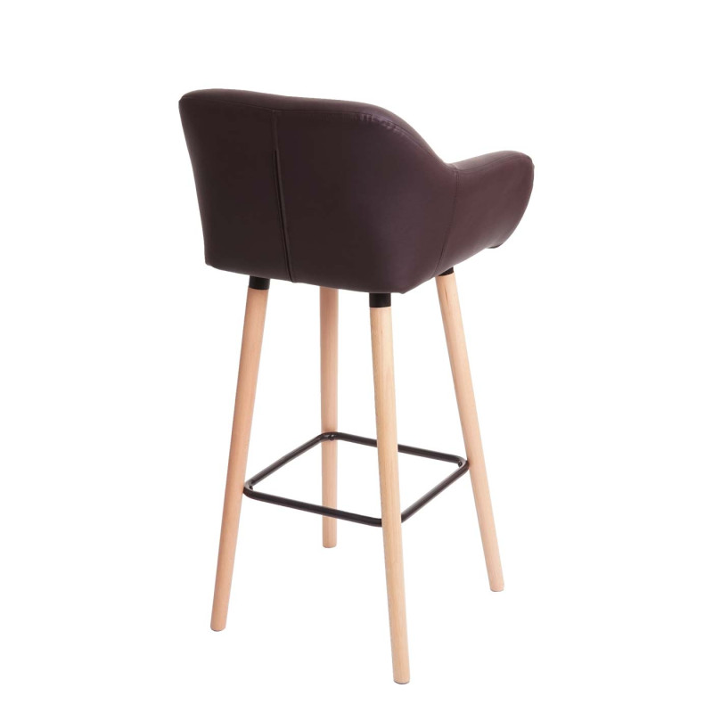 2x Tabouret de bar Malmö T381, chaise de bar tabouret de comptoir - simili cuir, marron