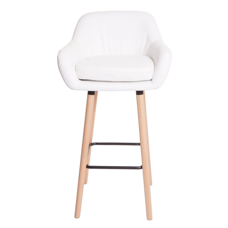 2x Tabouret de bar Malmö T381, chaise de bar tabouret de comptoir - simili cuir, blanc