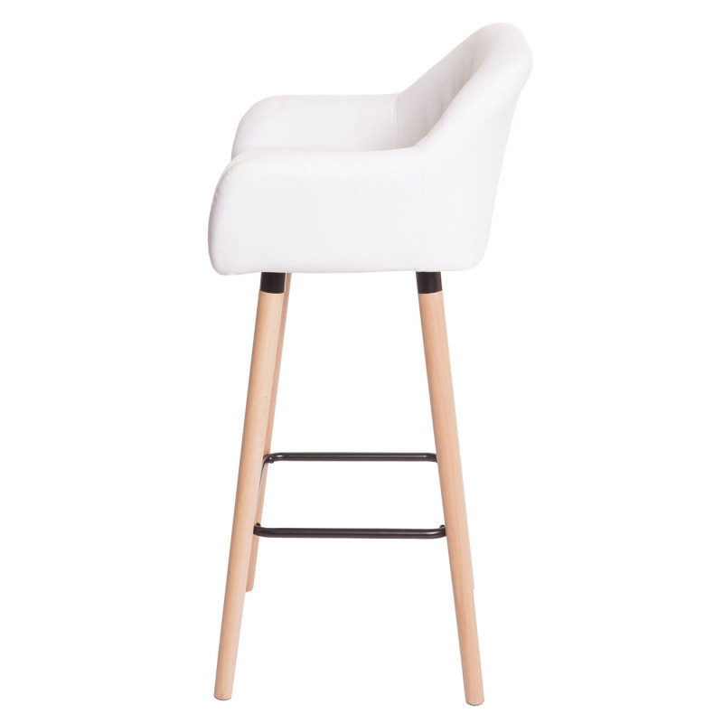 2x Tabouret de bar Malmö T381, chaise de bar tabouret de comptoir - simili cuir, blanc