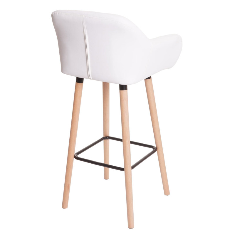 2x Tabouret de bar Malmö T381, chaise de bar tabouret de comptoir - simili cuir, blanc