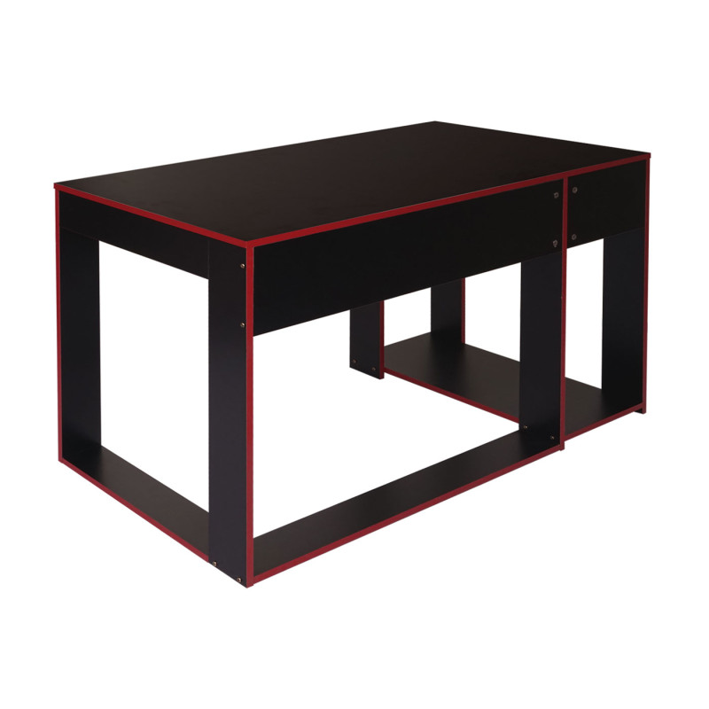 Bureau bureau informatique table de bureau, 120x60x76cm - noir-rouge