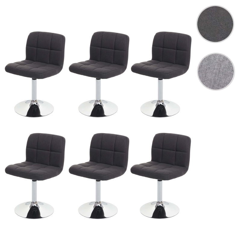 Lot de 6 chaises de salle à manger Kavala, , tissu/textile chrome pivotant - gris clair