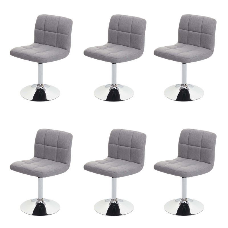 Lot de 6 chaises de salle à manger Kavala, , tissu/textile chrome pivotant - gris clair