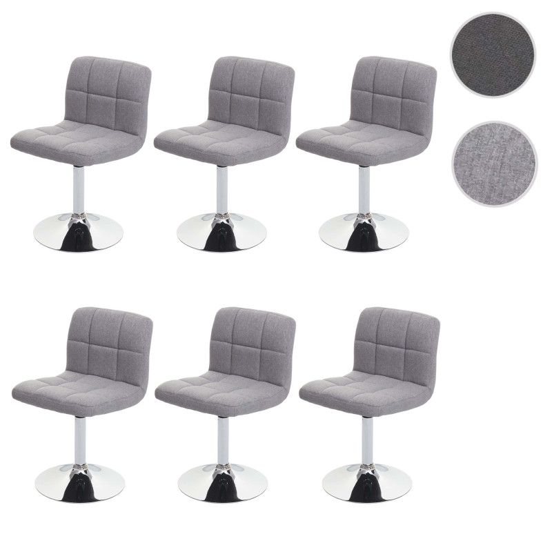 Lot de 6 chaises de salle à manger Kavala, , tissu/textile chrome pivotant - gris clair