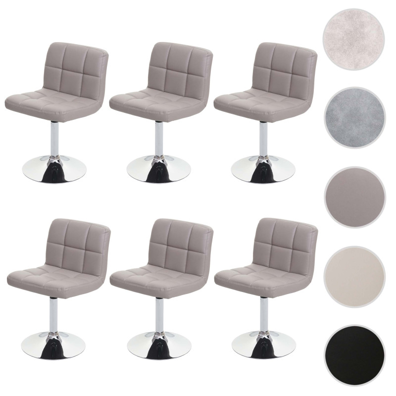 Lot de 6 chaises de salle à manger Chaise pivotante Chaise Kavala similicuir chrome - taupe-gris