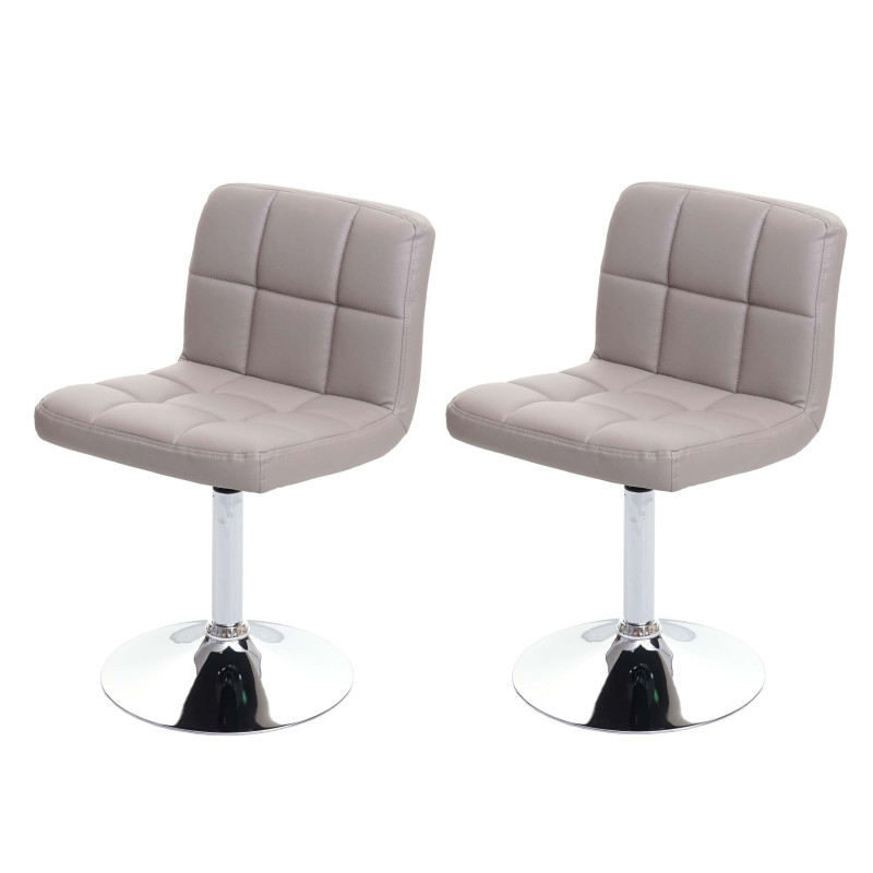 2x Chaise de salle à manger Chaise pivotante Kavala simli Cuir Chrome - taupe-gris